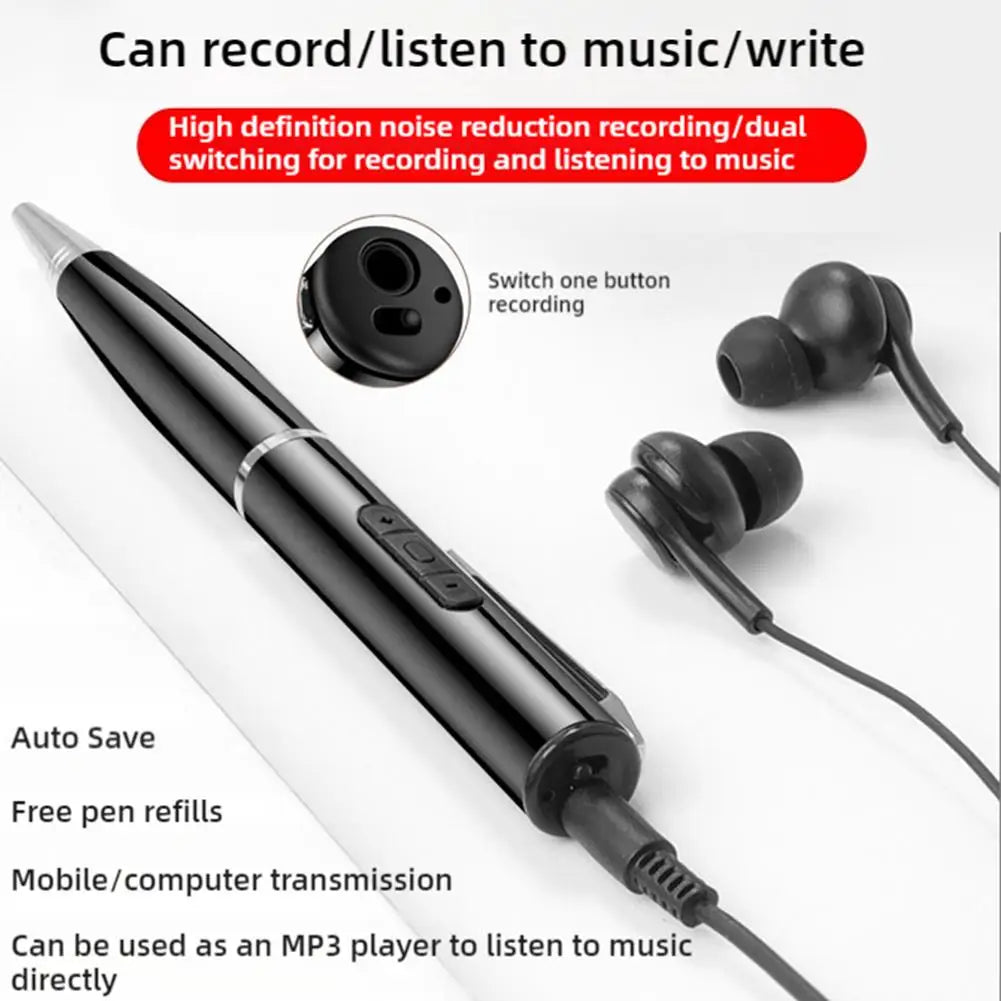 Recording Pen HD Business Meeting Student Class Use Portable Noise Capacity Reduction Large MP3 Walkman Pen-shaped D9R1