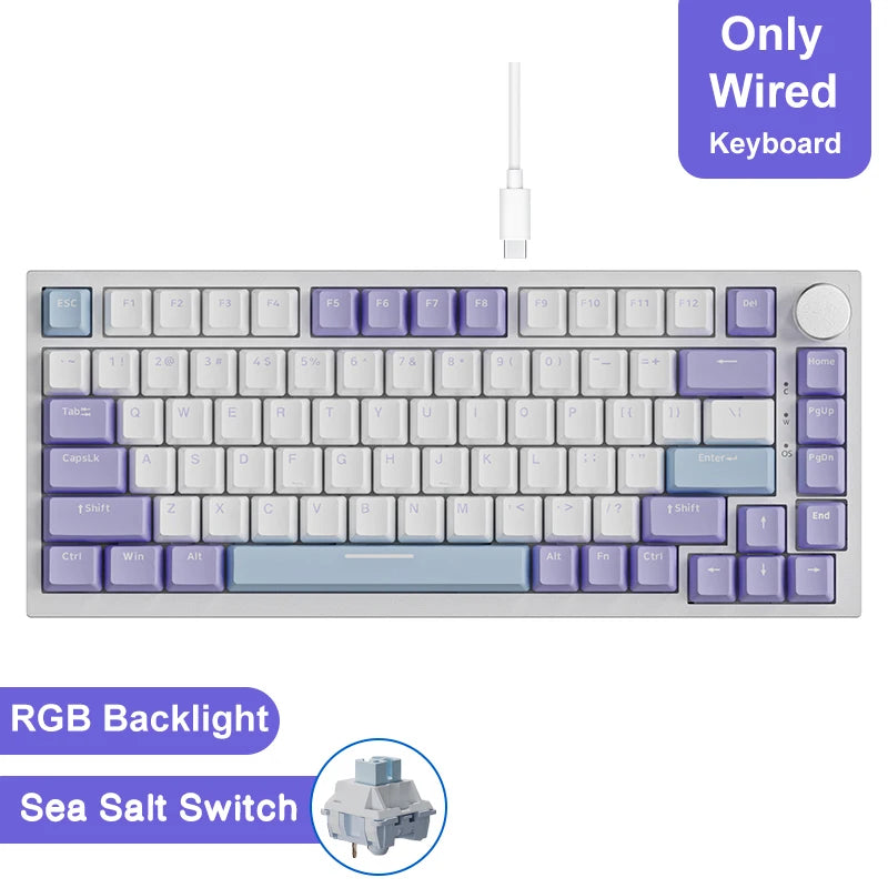 Ajazz AK820/AK820Pro Gaming Mechanical Keyboard Bluetooth 5.1/Wireless/C-Wired Customized Keyboard with Knob Hot Swapping Gasket