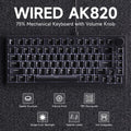 AK820 Red-Switch Mechanical Gaming Keyboard, 75% Layout, Hot-Swappable Switches, Featuring a USB-C Port, White Backlighting, Fiv