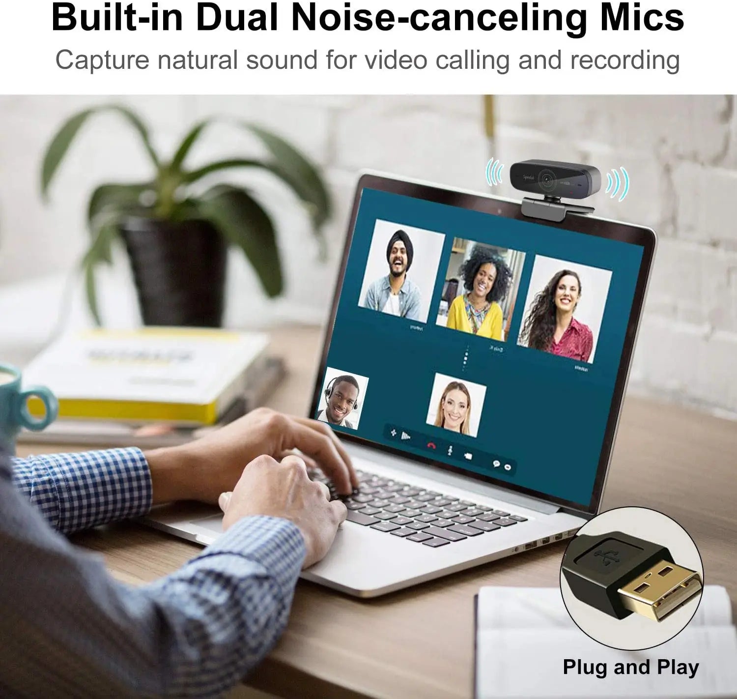 Spedal AF926 1080p 60Fps Auto Focus Webcam Full HD USB Camera  with Microphones and bracket  for PC MAC Business meeting
