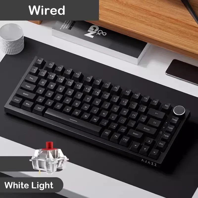 AJAZZ AK820 Pro Wired&Wireless Mechanical Gaming Keyboard Tri-Mode RGB Backlit Hot-Swappable Switches,70% Compact Layout,PC/Mac