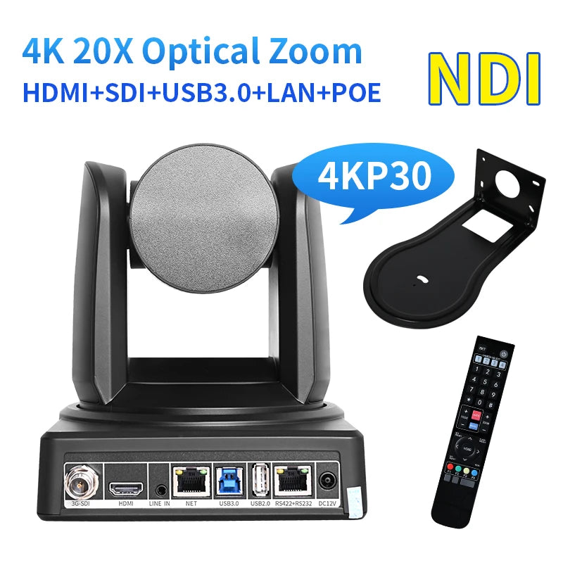 4K 10X/20X Conference Camera NDI SDI USB HDMI IP PTZ Cam Live Streaming  Support POE for Church Business Meeting