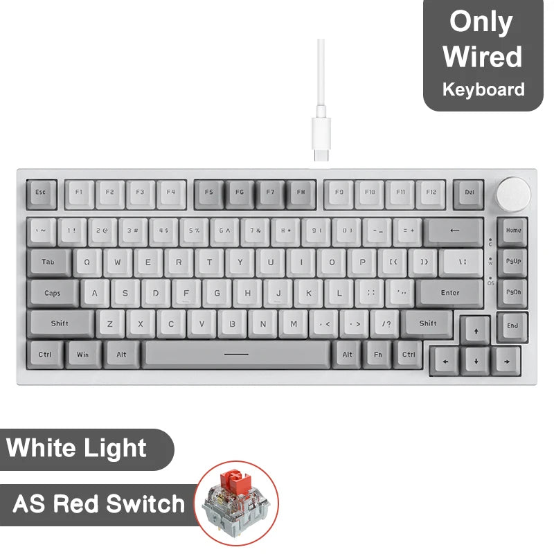 Ajazz AK820/AK820Pro Gaming Mechanical Keyboard Bluetooth 5.1/Wireless/C-Wired Customized Keyboard with Knob Hot Swapping Gasket