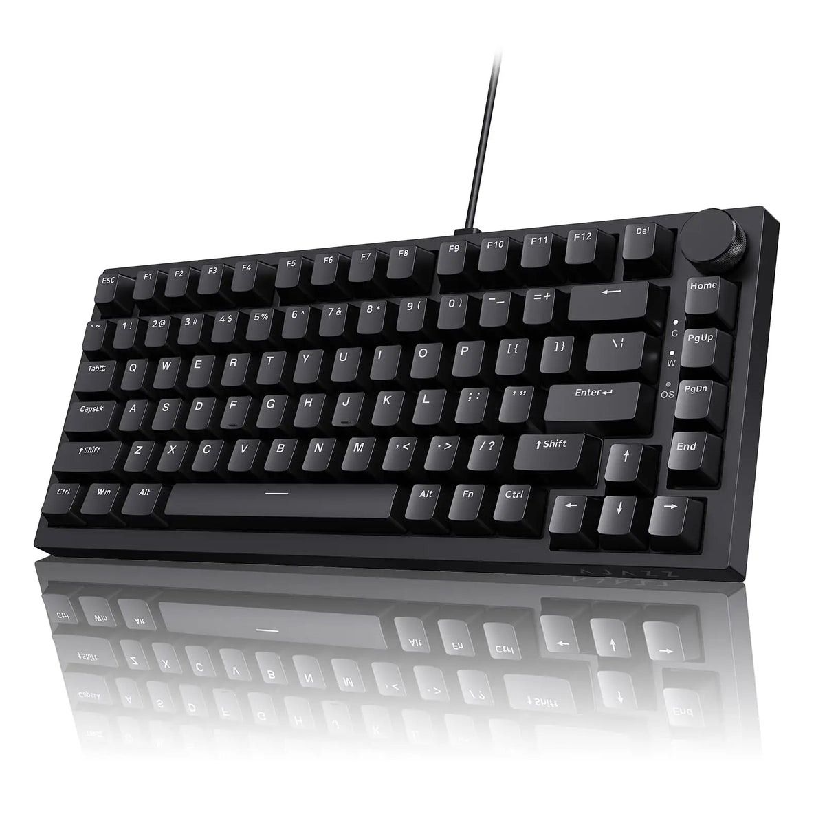 AK820 Red-Switch Mechanical Gaming Keyboard, 75% Layout, Hot-Swappable Switches, Featuring a USB-C Port, White Backlighting, Fiv