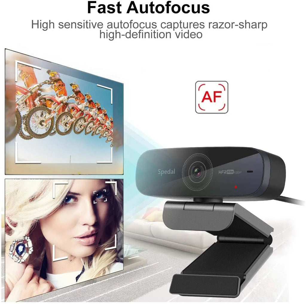 Spedal AF926 1080p 60Fps Auto Focus Webcam Full HD USB Camera  with Microphones and bracket  for PC MAC Business meeting