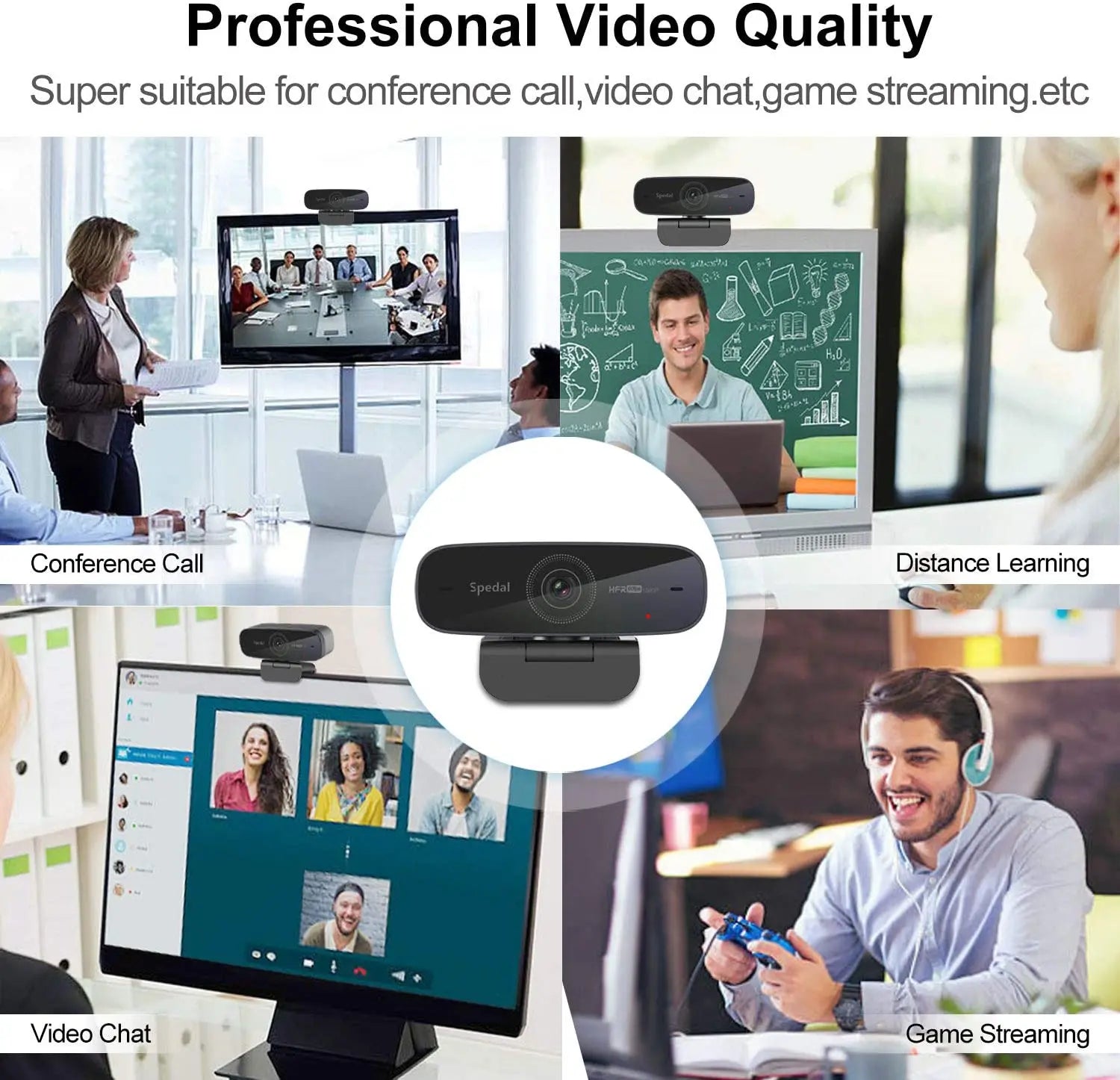 Spedal AF926 1080p 60Fps Auto Focus Webcam Full HD USB Camera  with Microphones and bracket  for PC MAC Business meeting