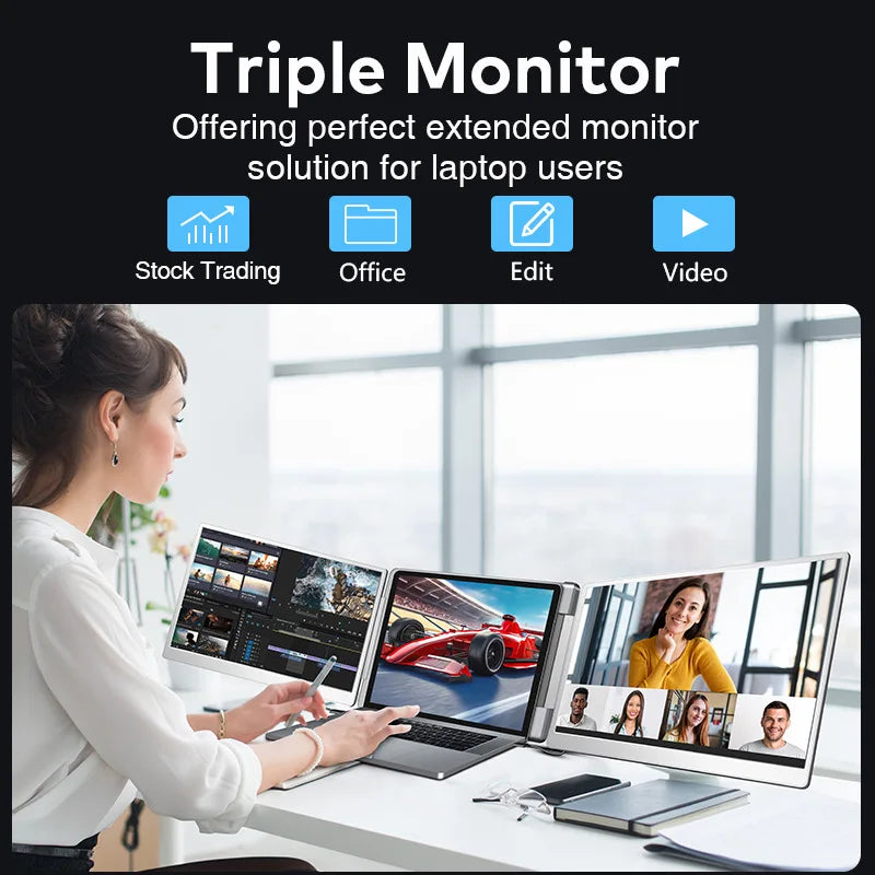 FHD IPS Gaming Series Portable LCD Backlit Monitor High-Definition Dual Triple Screen Extender for Productivity Visture